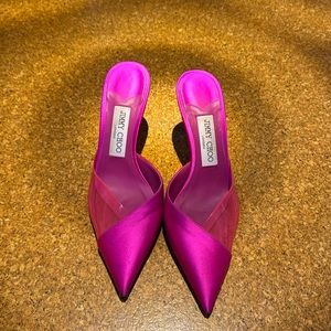 Jimmy Choo hot pink slide on heels